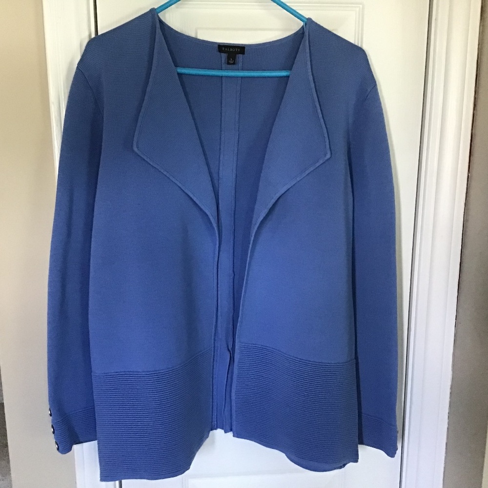 Talbots Periwinkle Blue Open-Front Cardigan